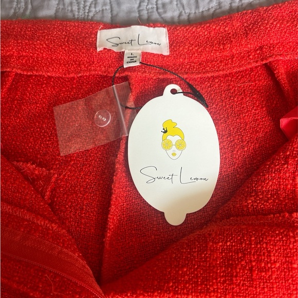 NWT Sweet Lemon Wide Leg Pants Bright Red Size Large - Picture 5 of 7